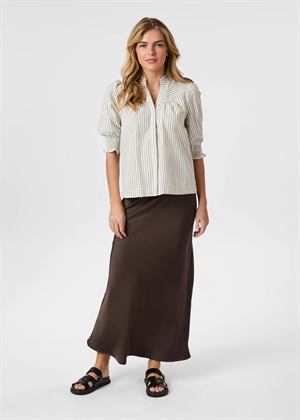 Diana crepe stripe bluse Brown Neo Noir 